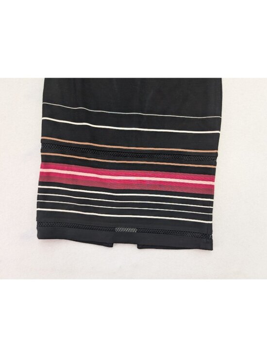 White House Black Market Women's Skirt Size 2 Black Stripe Stretch Knit Pencil - Picture 4 of 15